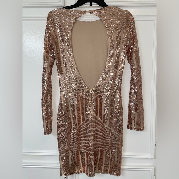 L’atiste sequin dress gold rose size M - Picture 2 of 6